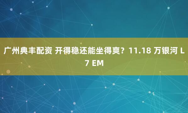 广州典丰配资 开得稳还能坐得爽？11.18 万银河 L7 EM