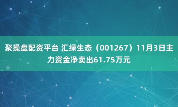 聚操盘配资平台 汇绿生态（001267）11月3日主力资金净卖出61.75万元