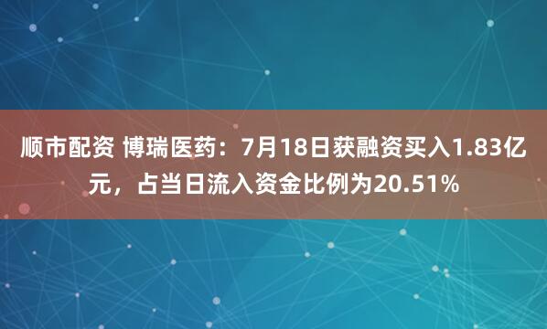 顺市配资 博瑞医药：7月18日获融资买入1.83亿元，占当日流入资金比例为20.51%