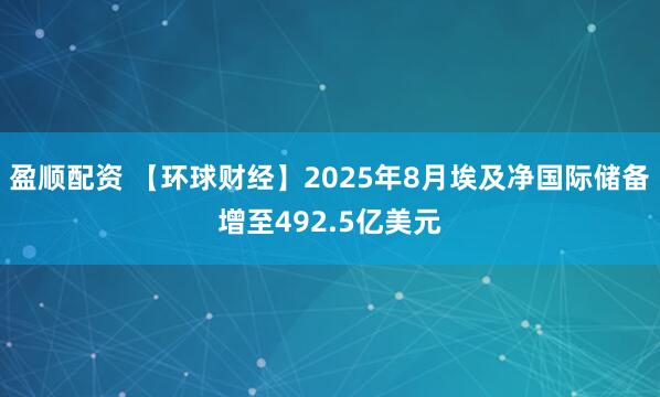 盈顺配资 【环球财经】2025年8月埃及净国际储备增至492.5亿美元
